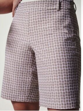 Spanx Sunshine Bermuda Shorts Fawn White Bespoke Check Shorts XS
